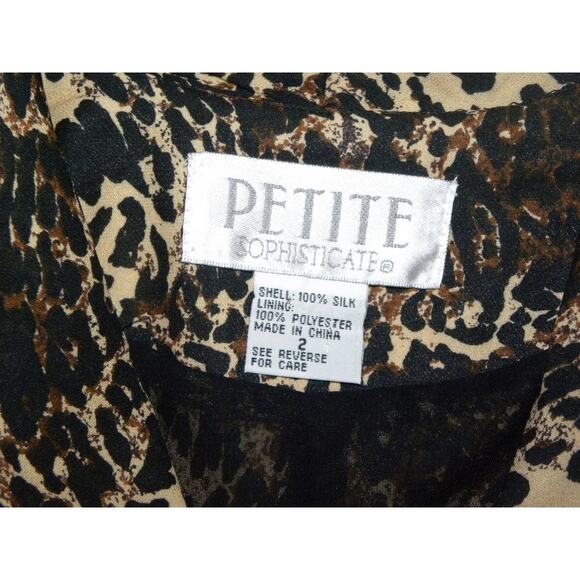 90s Leopard Print Silk Jacket | Vintage Fitted Crop Blazer | X-Small PETITE - Picture 5 of 10